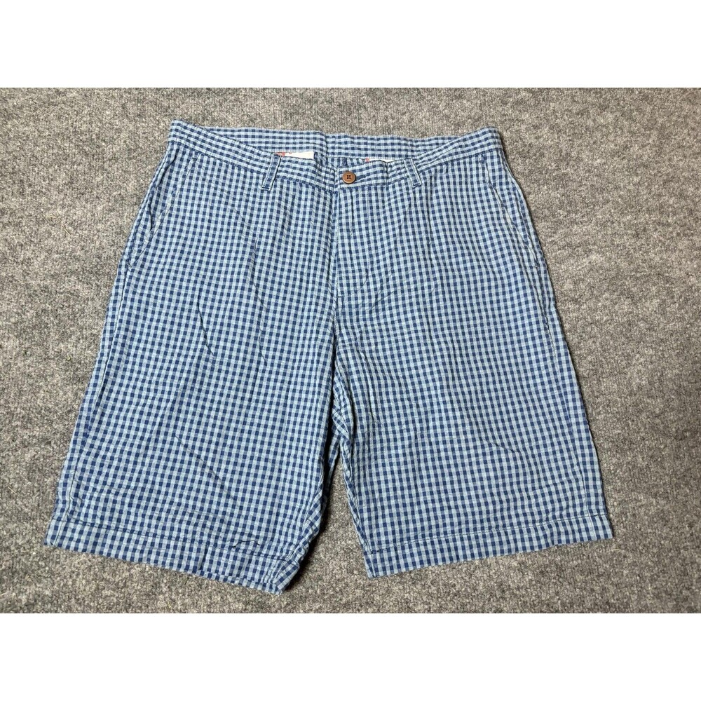 Tommy Bahama Chino Shorts Mens 36 Blue Check 10" Inseam Cotton Casual Summer